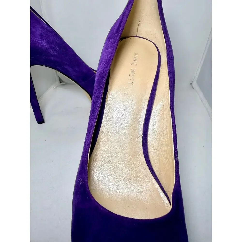 Nine West Purple Suede Platform Pumps Women's Size 8.5M Stiletto Heels